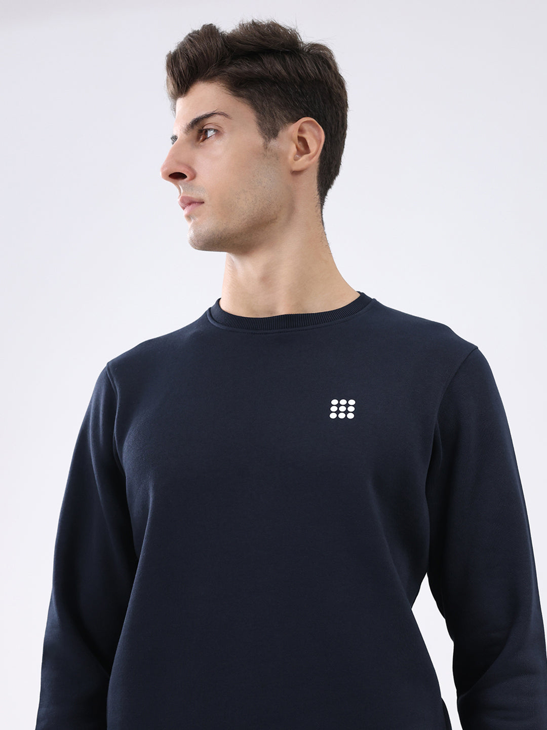 Rock.it Men Navy Blue Solid Round Neck Full Sleeve Winter Tracksuit