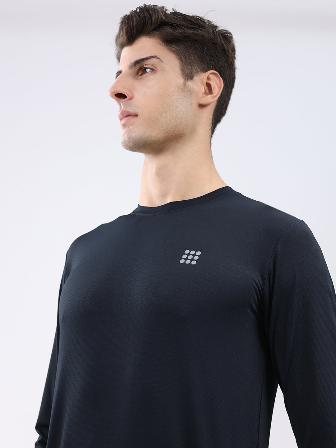 Rock.it Men Navy Blue Solid Round Neck Full Sleeve Winter T-Shirt