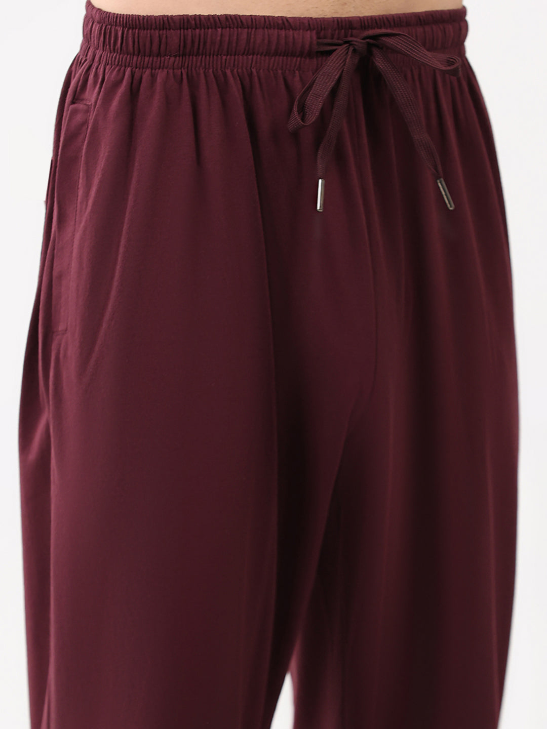 Men Maroon Solid Regular Fit Lower