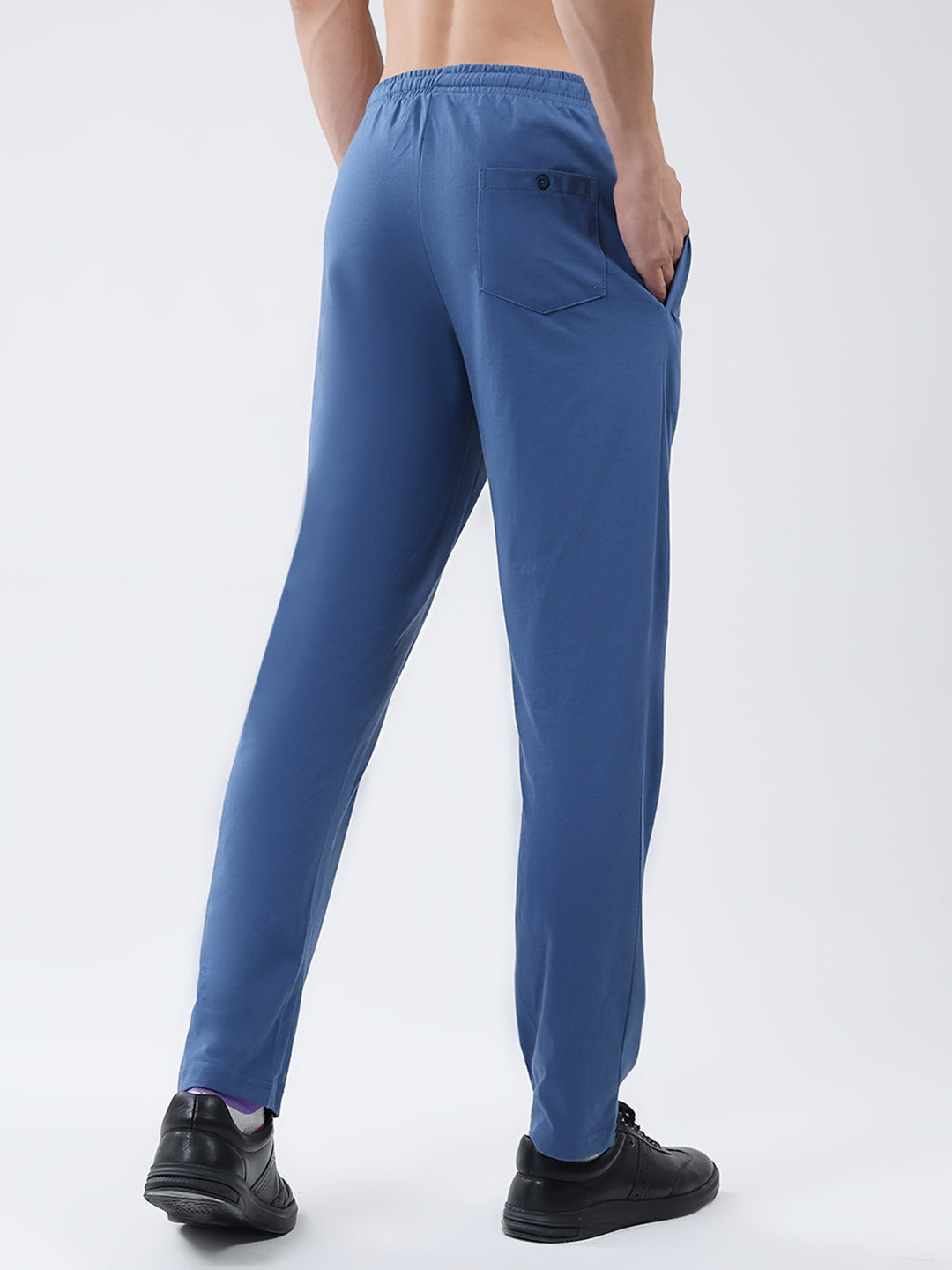 Men Blue Solid Regular Fit Lower