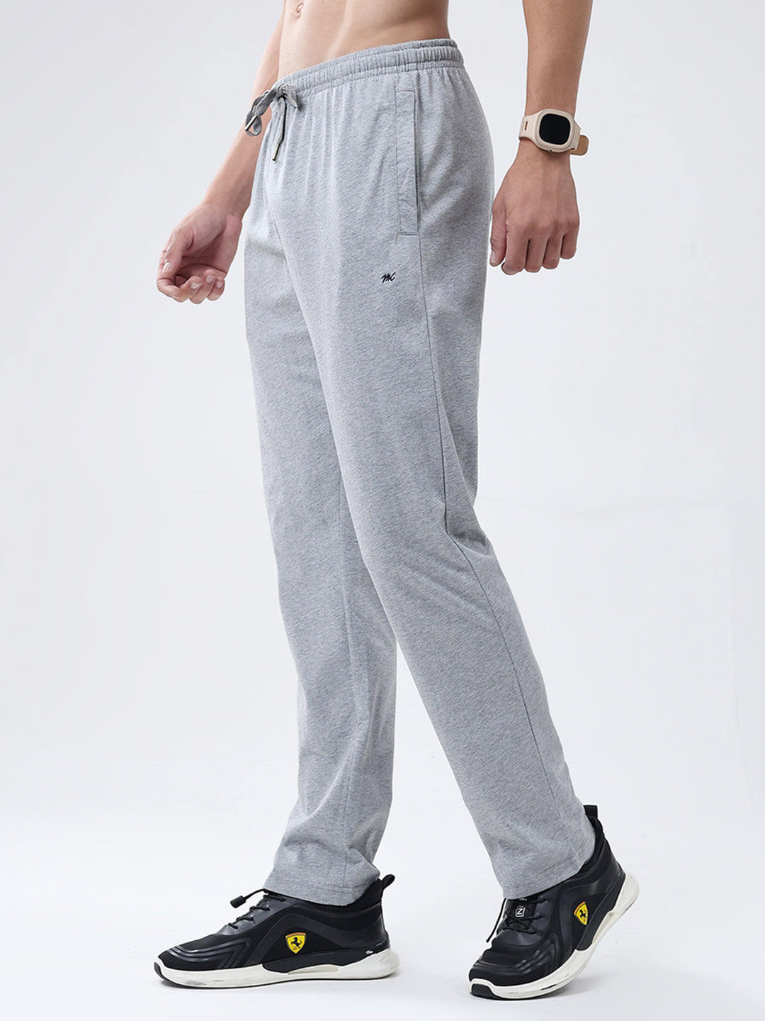 Men Grey Solid Regular Fit Lower