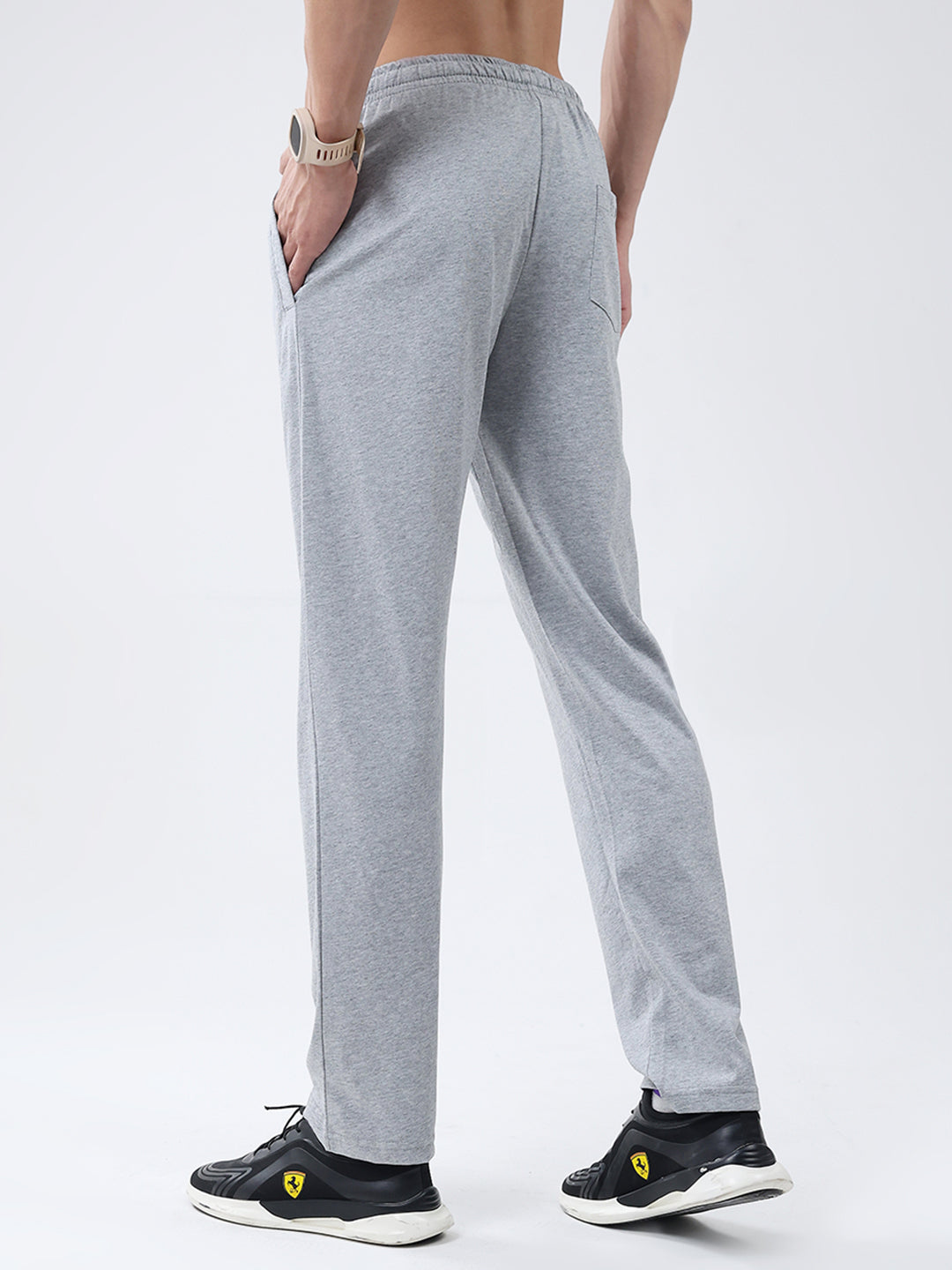 Men Grey Solid Regular Fit Lower