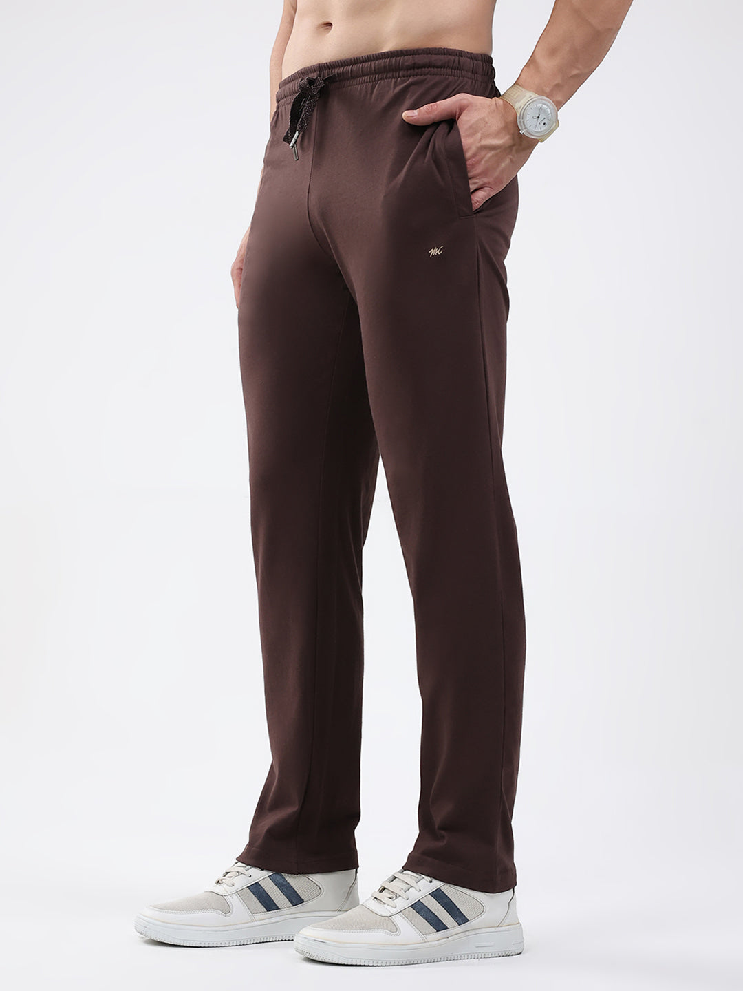 Men Brown Solid Regular Fit Lower