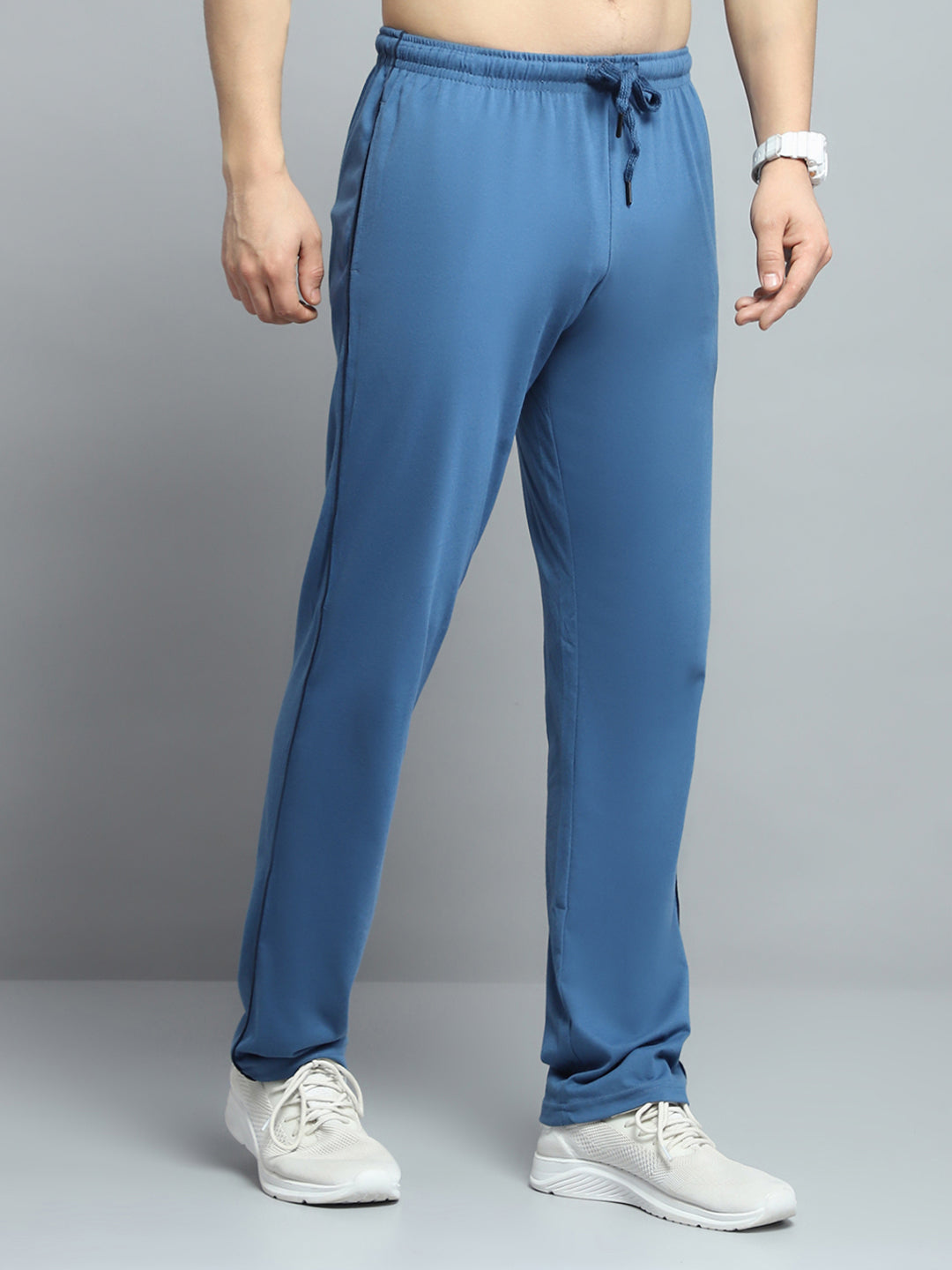 Men Blue Solid Regular Fit Lower