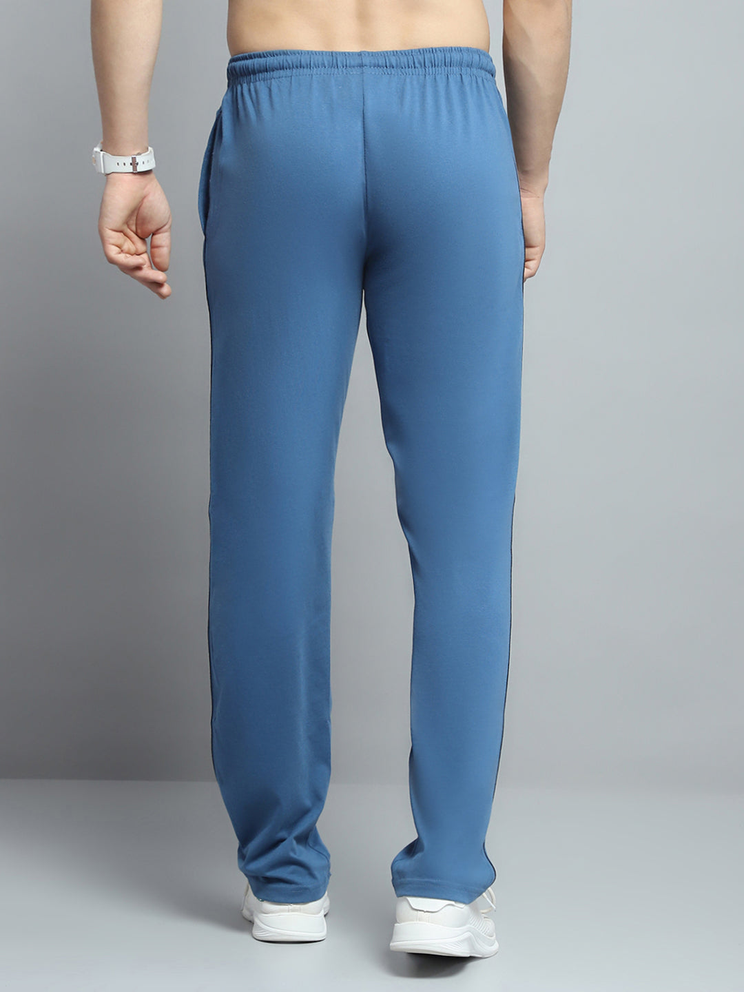 Men Blue Solid Regular Fit Lower