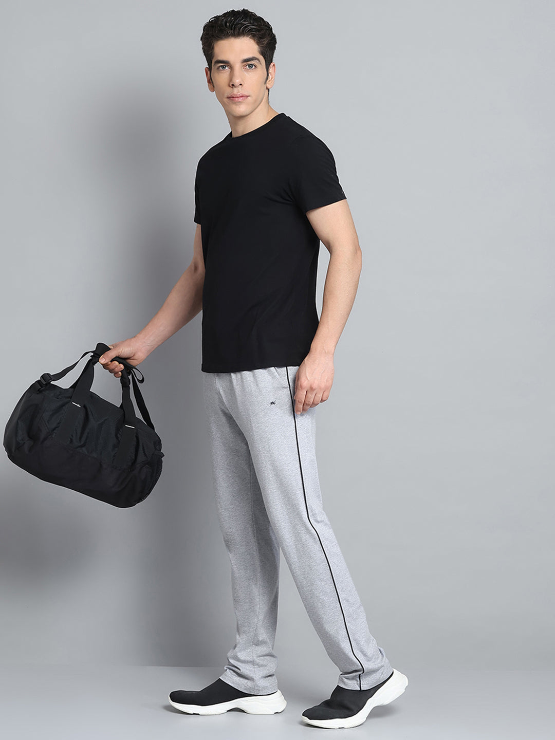 Men Grey Solid Regular Fit Lower