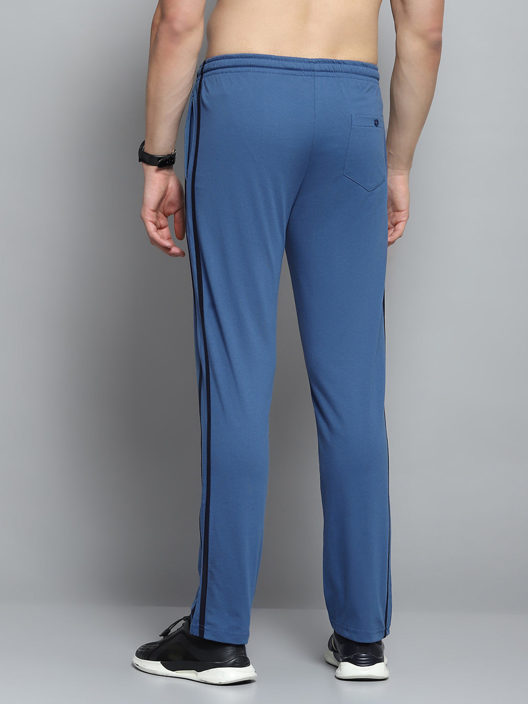 Men Blue Solid Regular Fit Lower