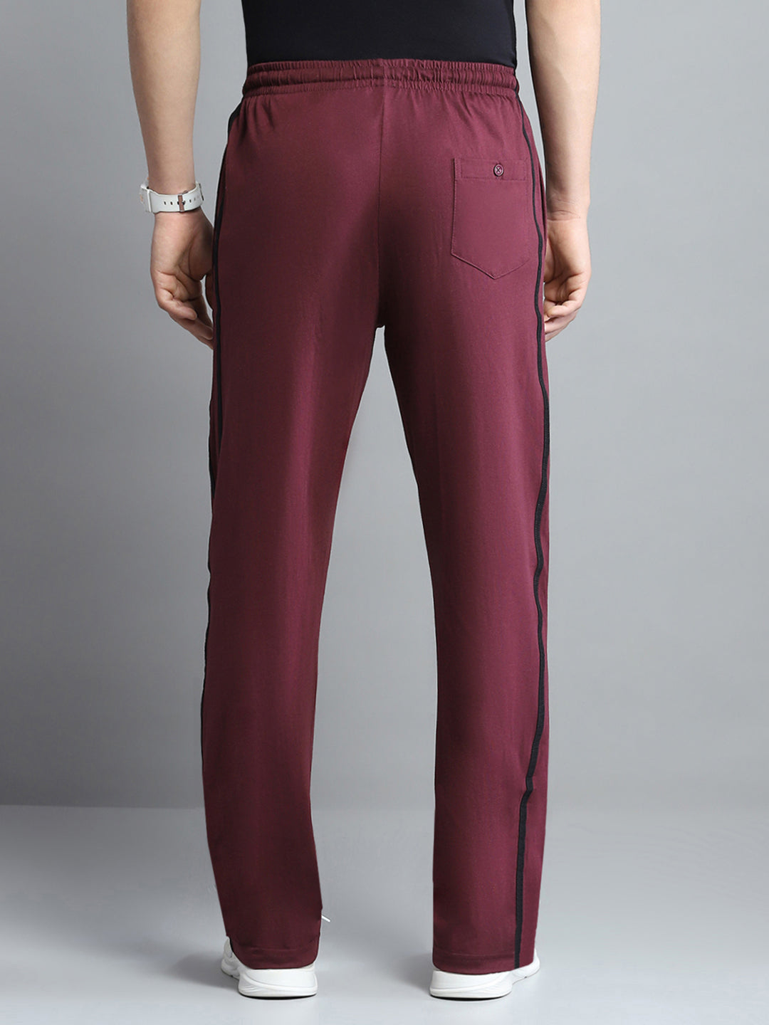 Men Maroon Solid Regular Fit Lower
