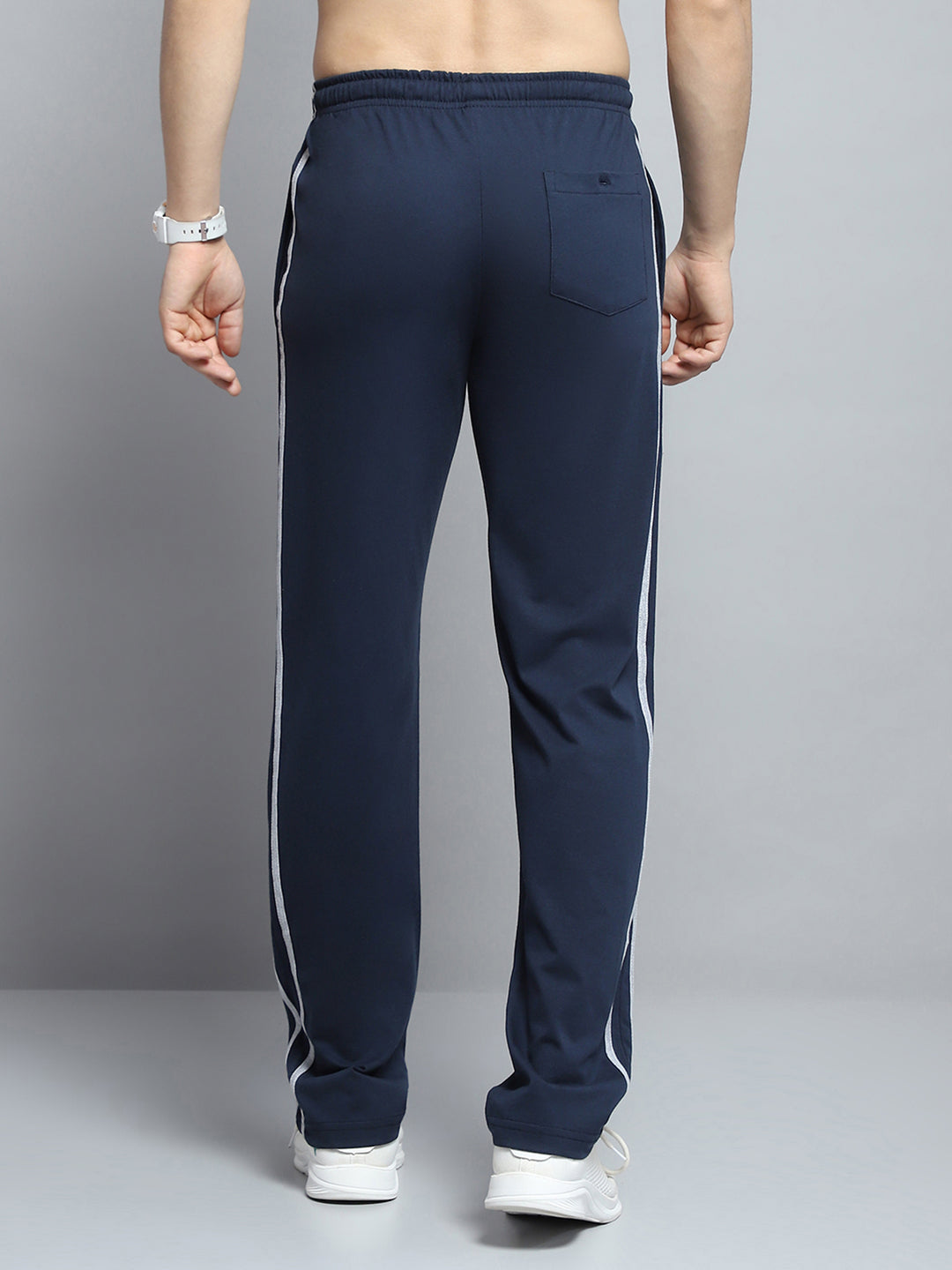 Men Navy Blue Solid Regular Fit Lower