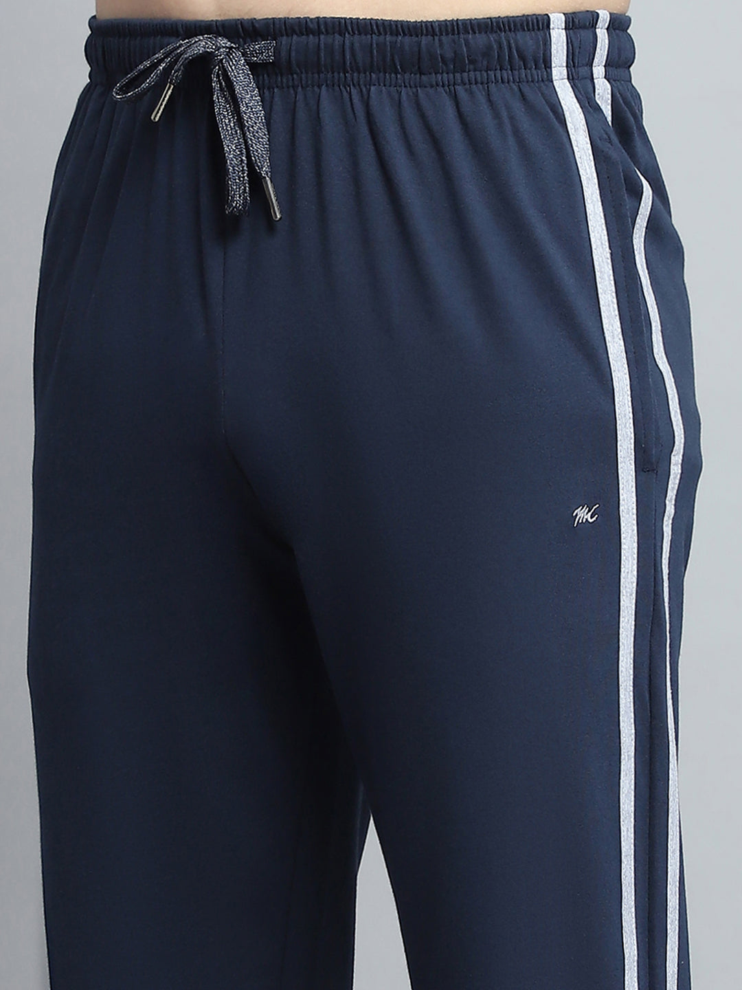 Men Navy Blue Solid Regular Fit Lower