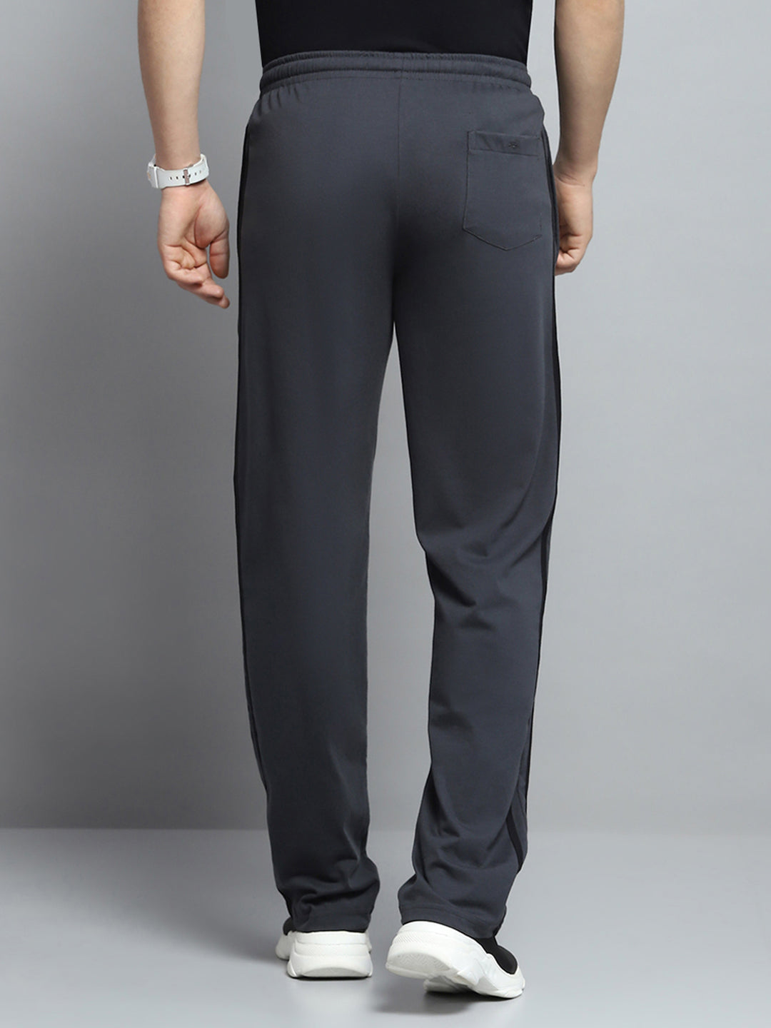 Men Charcoal Solid Regular Fit Lower