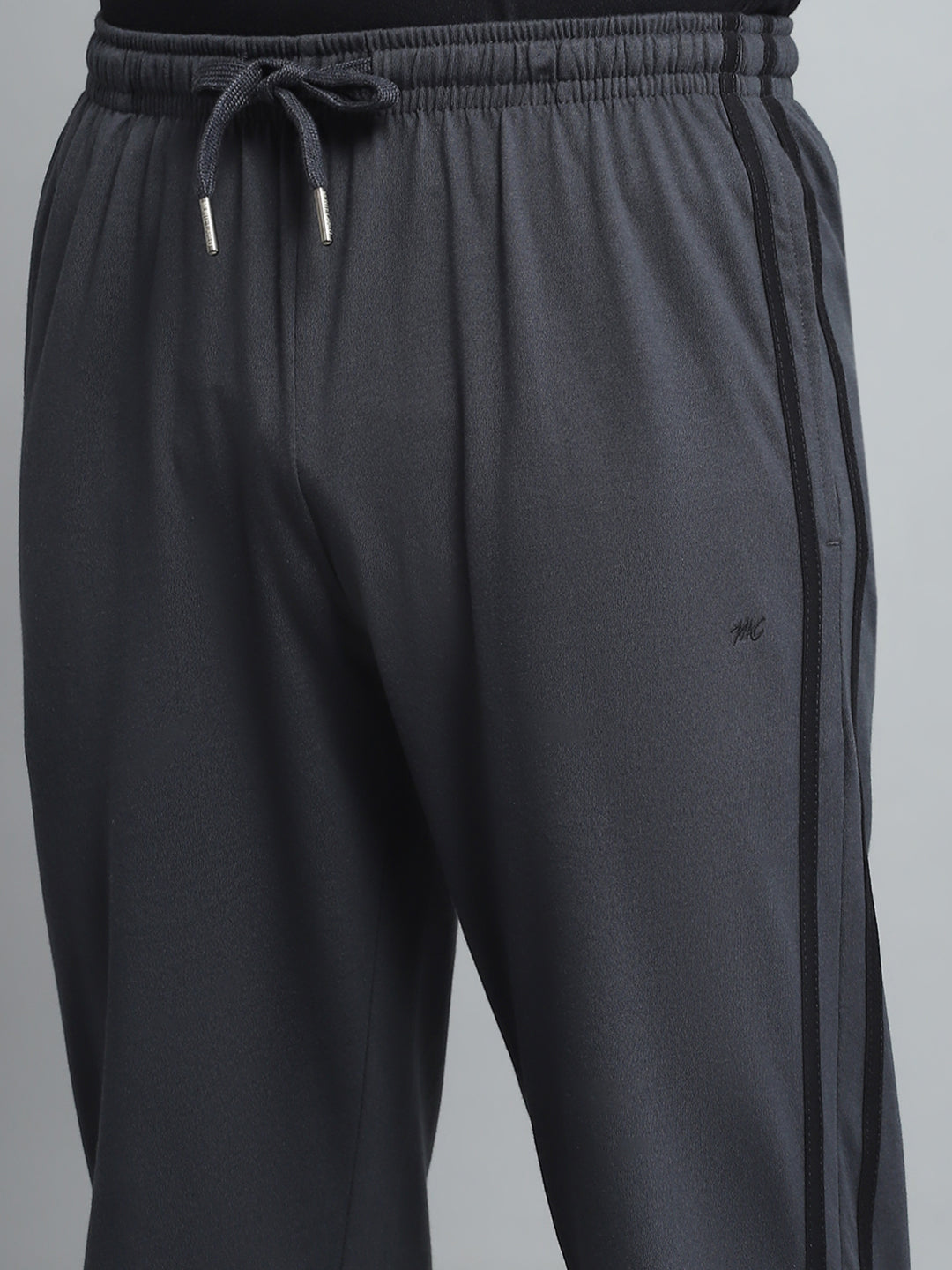 Men Charcoal Solid Regular Fit Lower