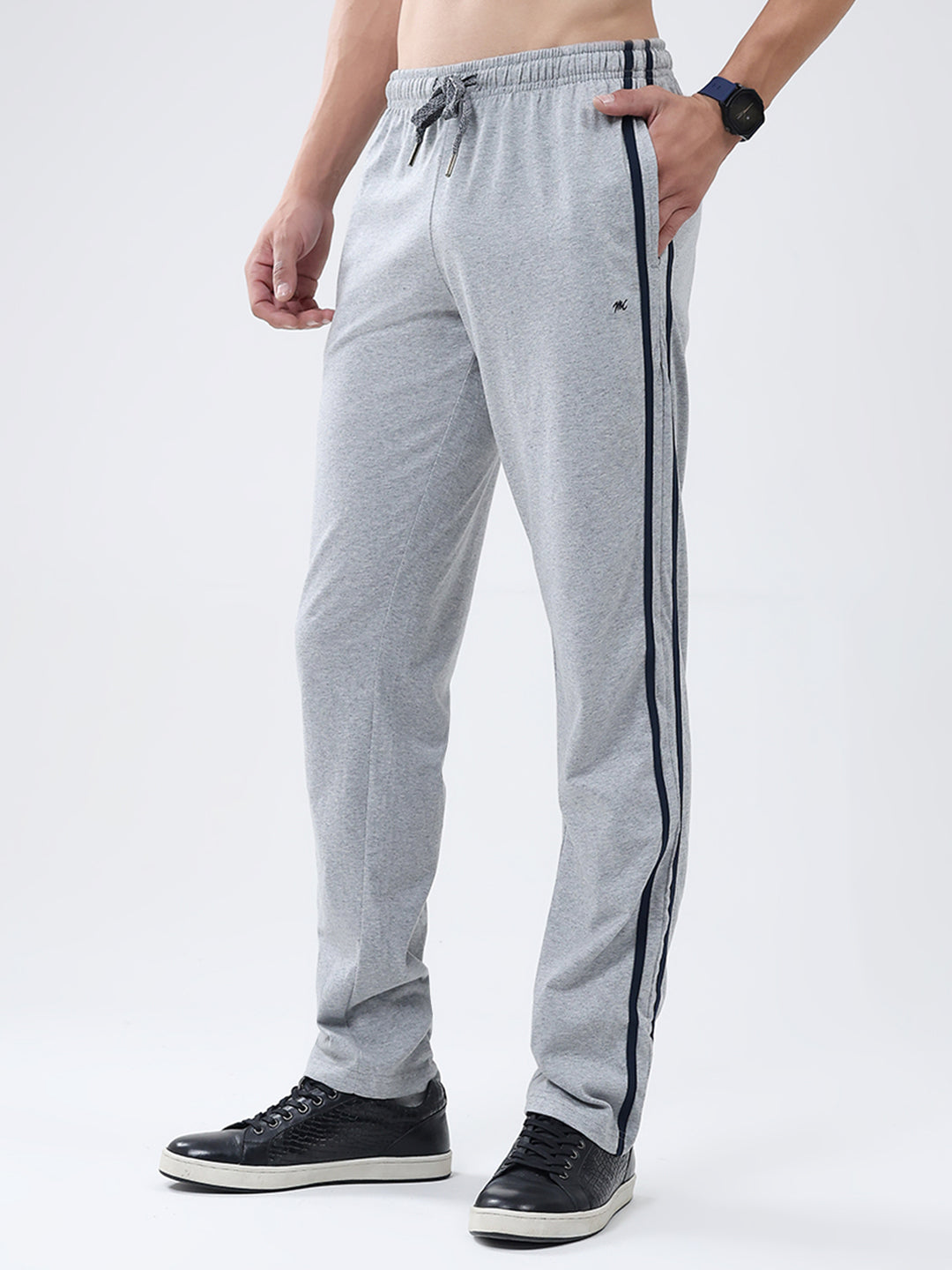 Men Grey Solid Regular Fit Lower