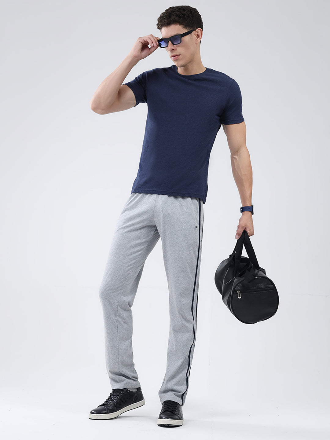 Men Grey Solid Regular Fit Lower