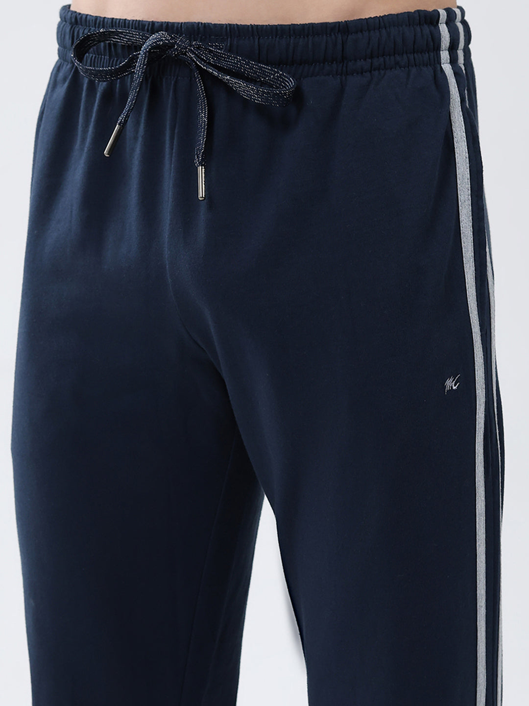 Men Navy Blue Solid Regular Fit Lower