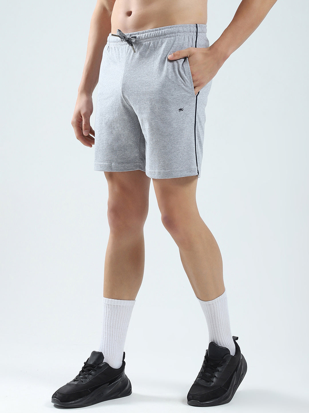 Men Grey Solid Regular Fit Bermuda