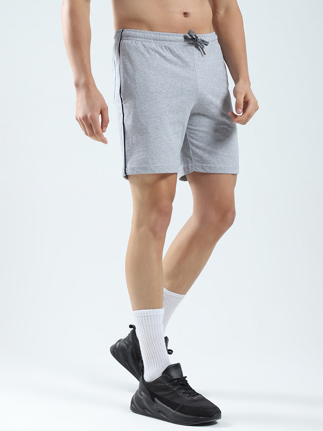 Men Grey Solid Regular Fit Bermuda