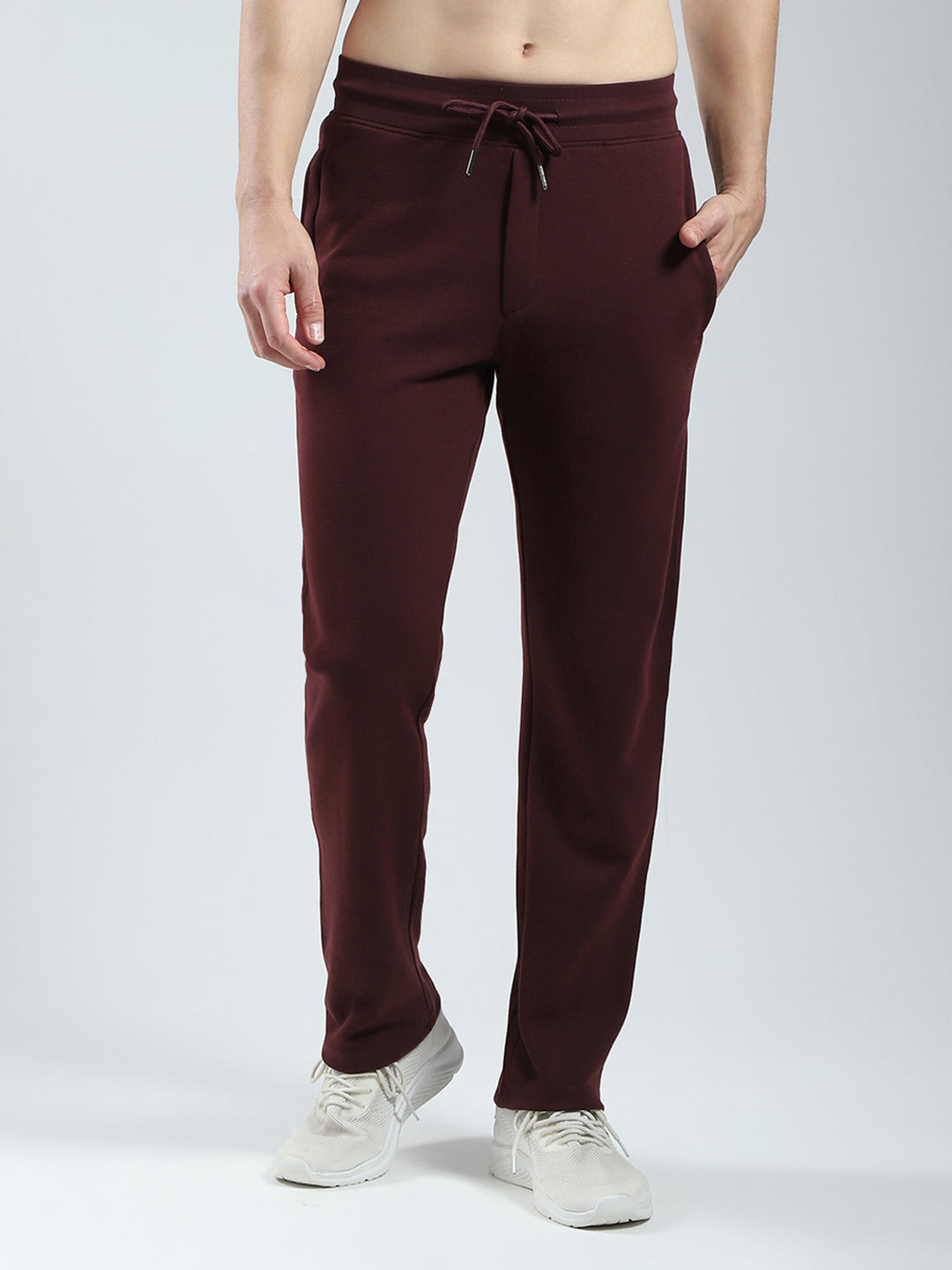 Men Maroon Solid Regular Fit Lower