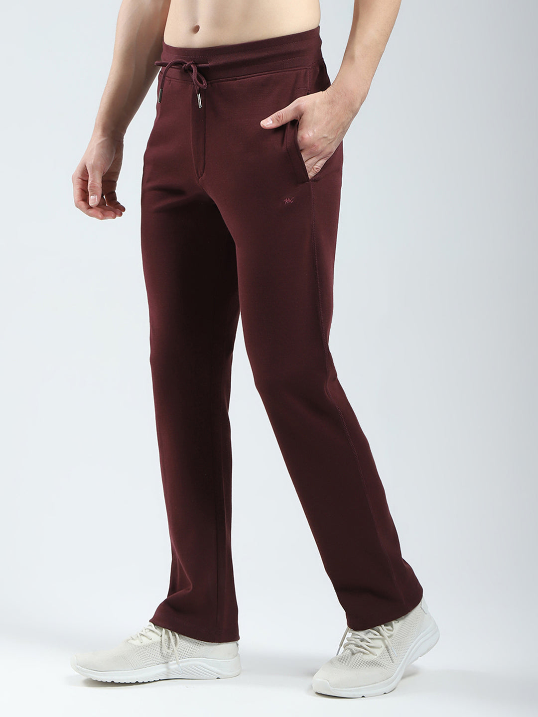 Men Maroon Solid Regular Fit Lower