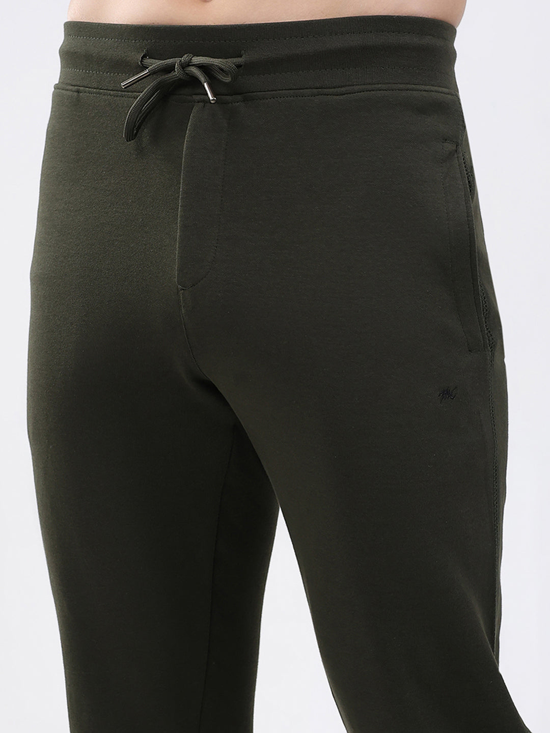 Men Olive Solid Regular Fit Lower