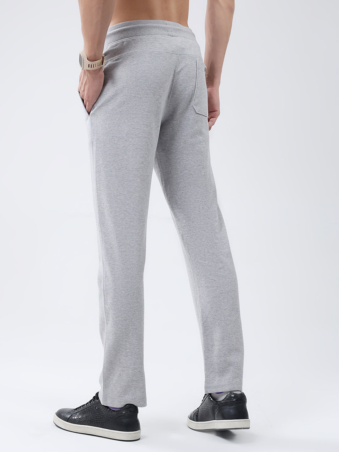 Men Grey Solid Regular Fit Lower