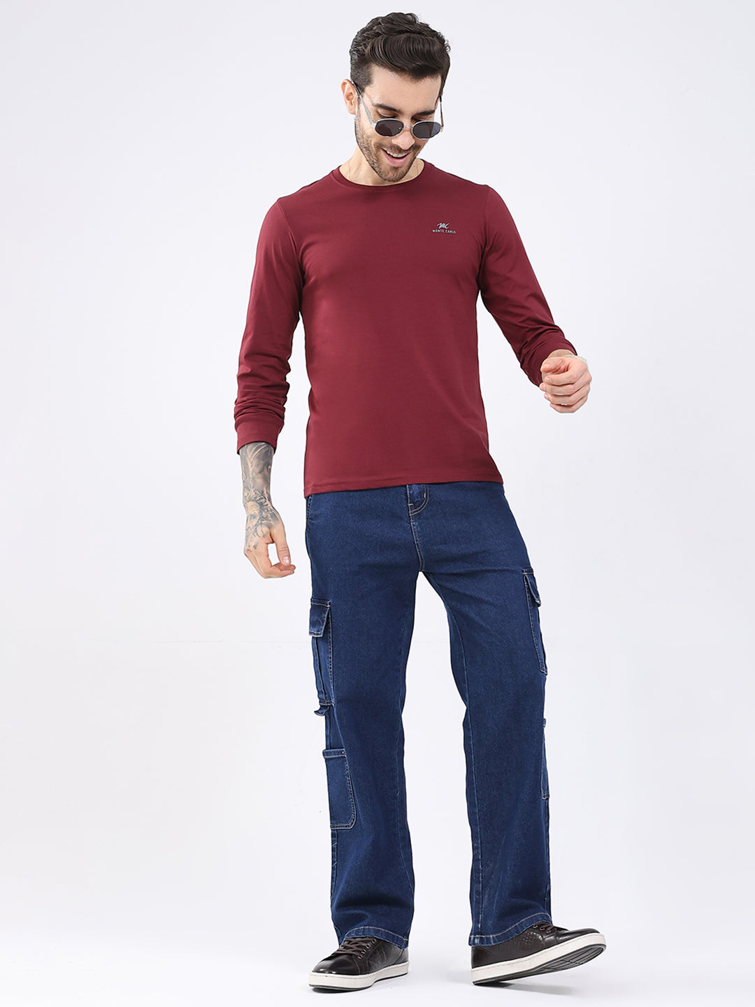 Men Black & Maroon Solid Round Neck Full Sleeve T-Shirt (Pack of 2)