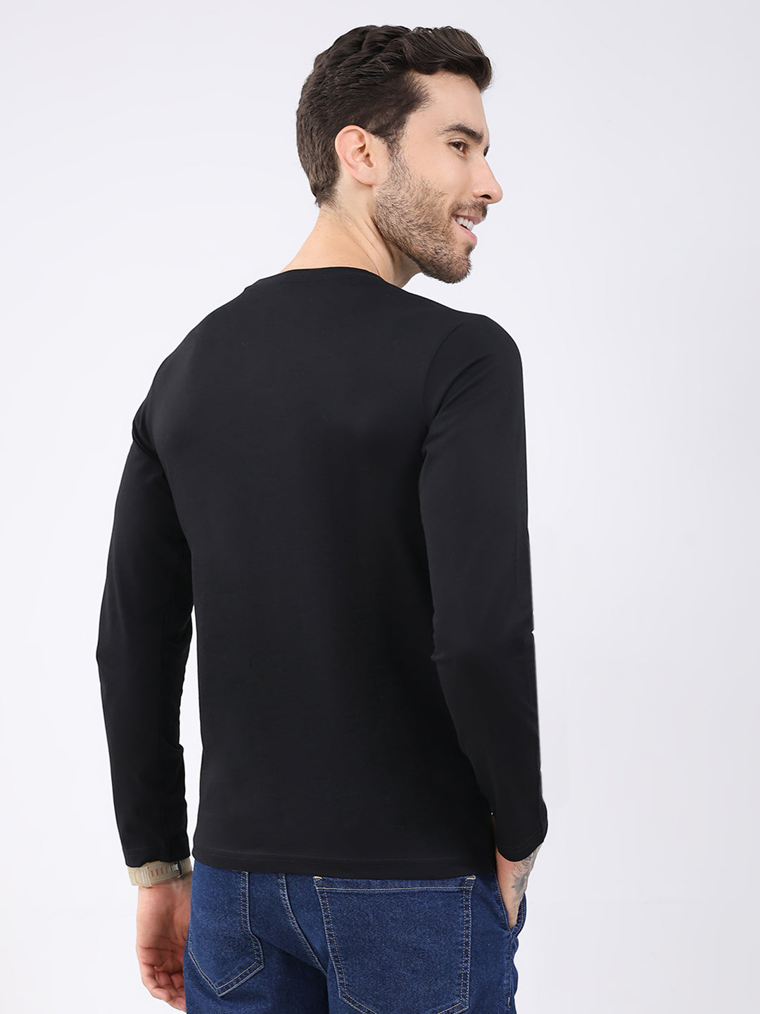 Men Black & Maroon Solid Round Neck Full Sleeve T-Shirt (Pack of 2)