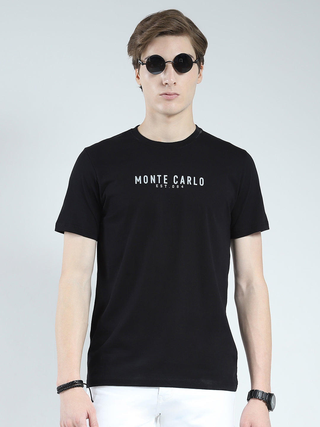 Men Black Solid Round Neck Half Sleeve T-Shirt