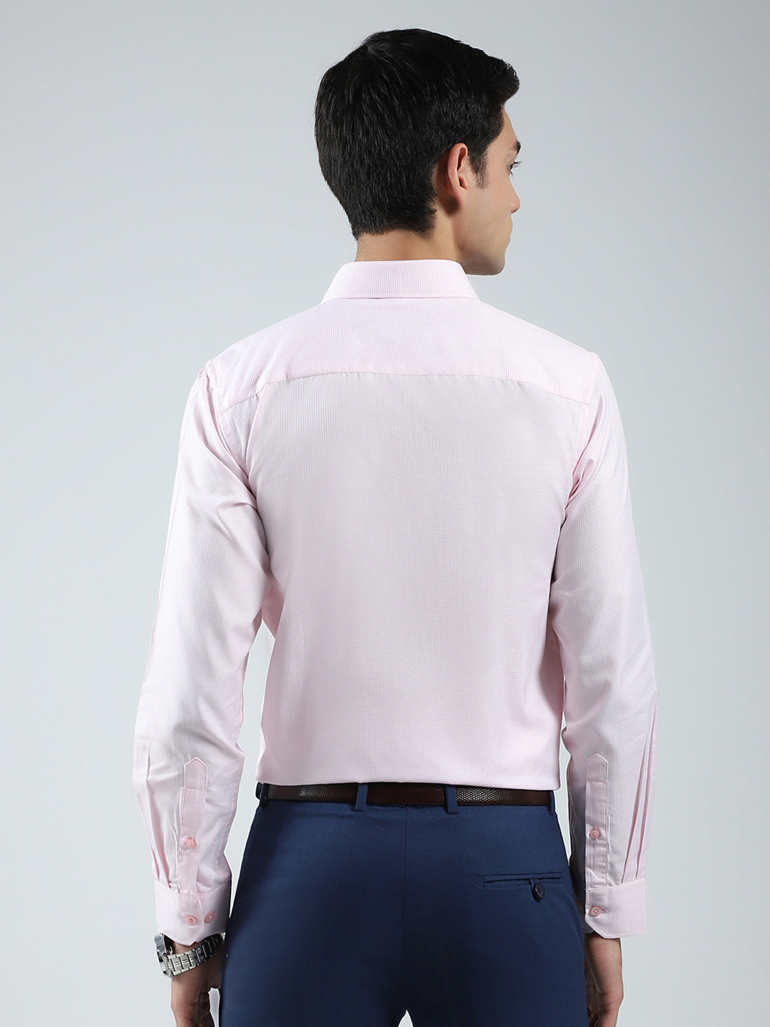 Men Pink Solid Collar Full Sleeve Shirt