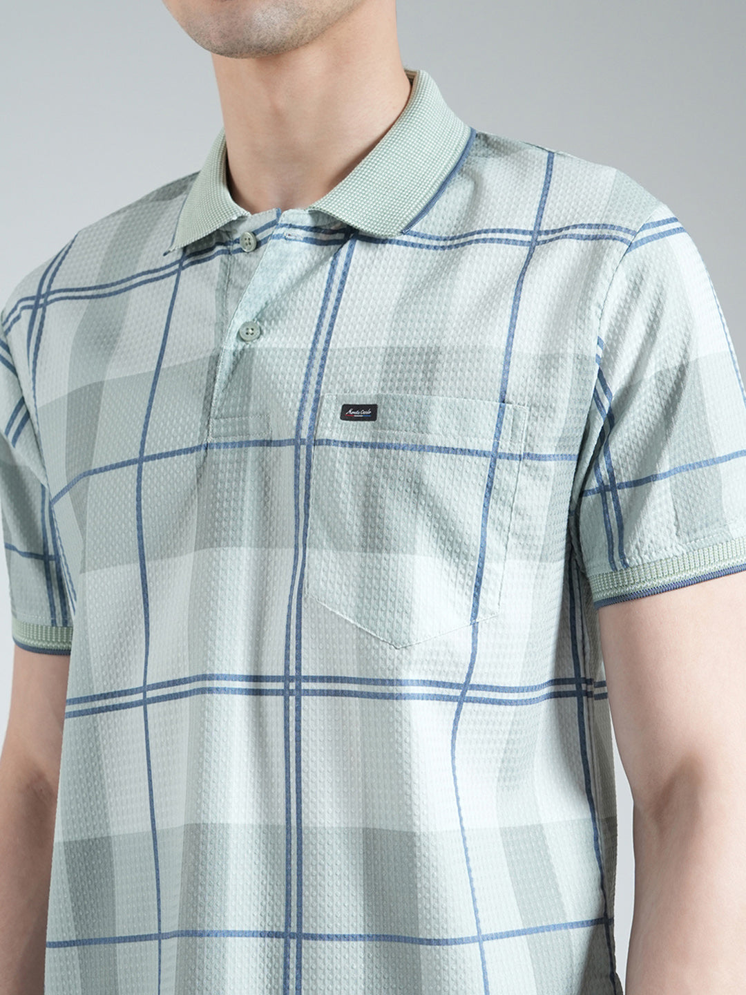 Men Green Printed Collar Half Sleeve T-Shirt