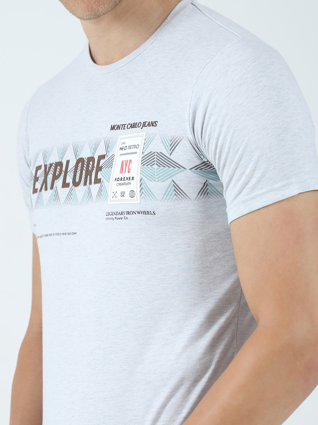 Men Grey Printed Round Neck Half Sleeve T-Shirt