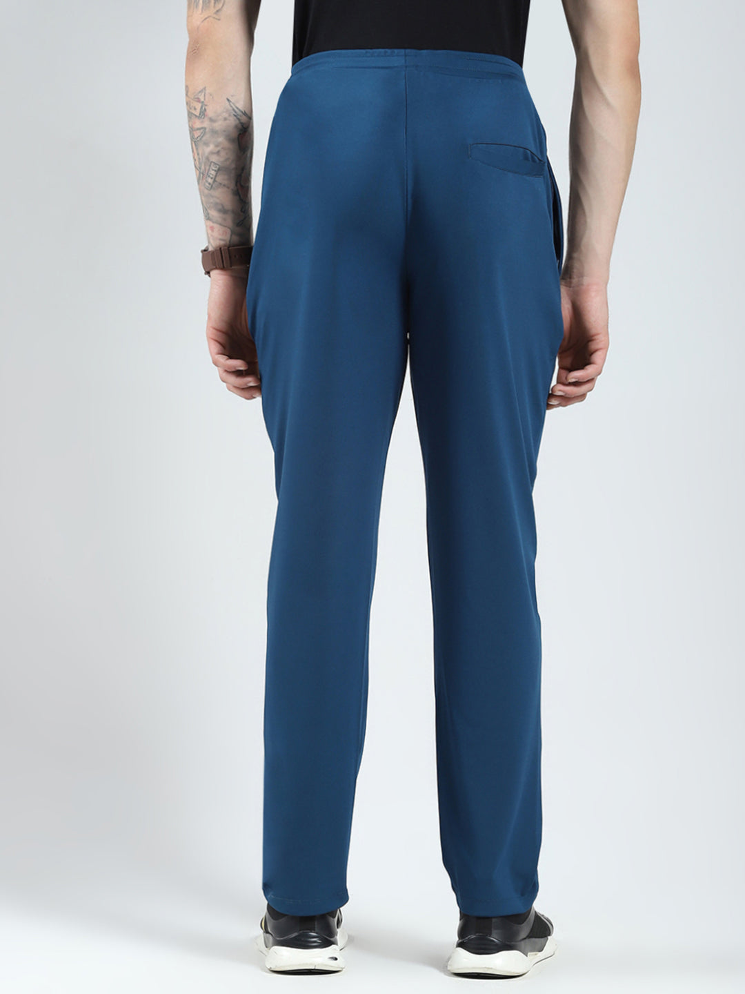 Men Blue Solid Regular Fit Lower