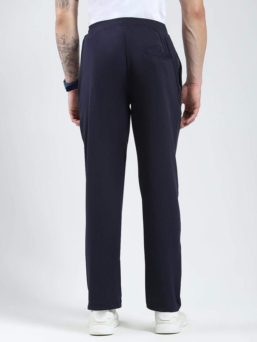 Men Navy Blue Solid Regular Fit Lower