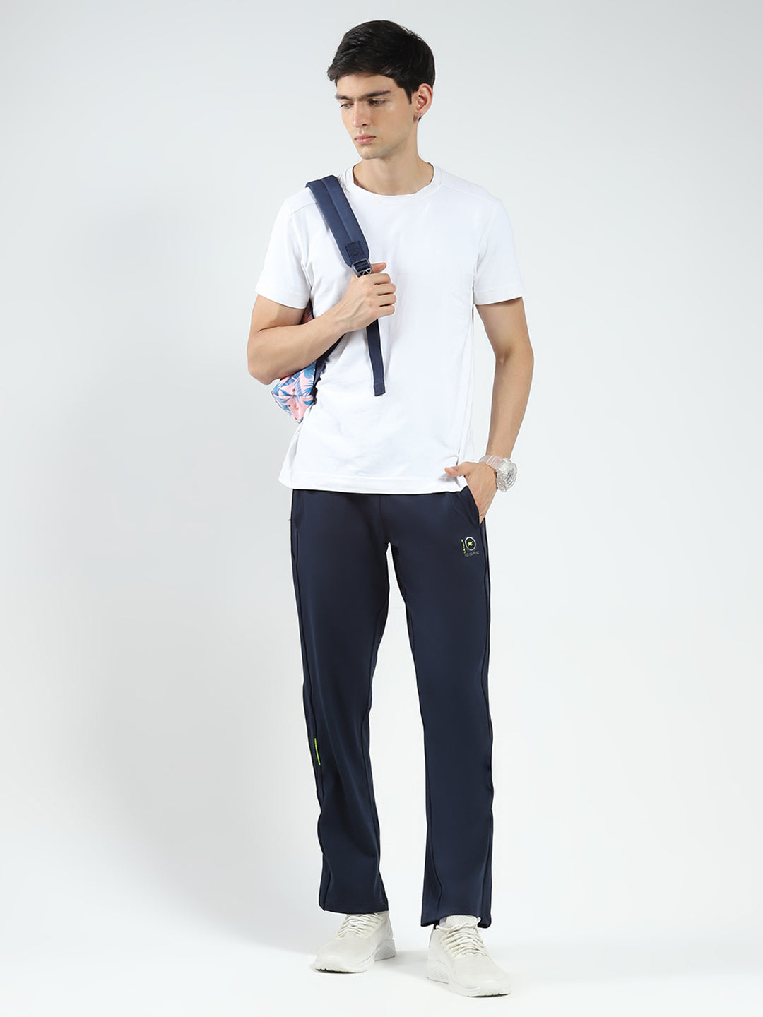 Men Navy Blue Solid Regular Fit Lower