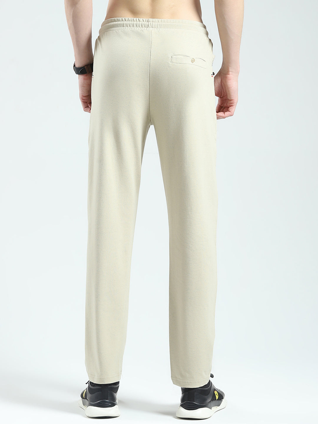 Men Beige Solid Regular Fit Lower