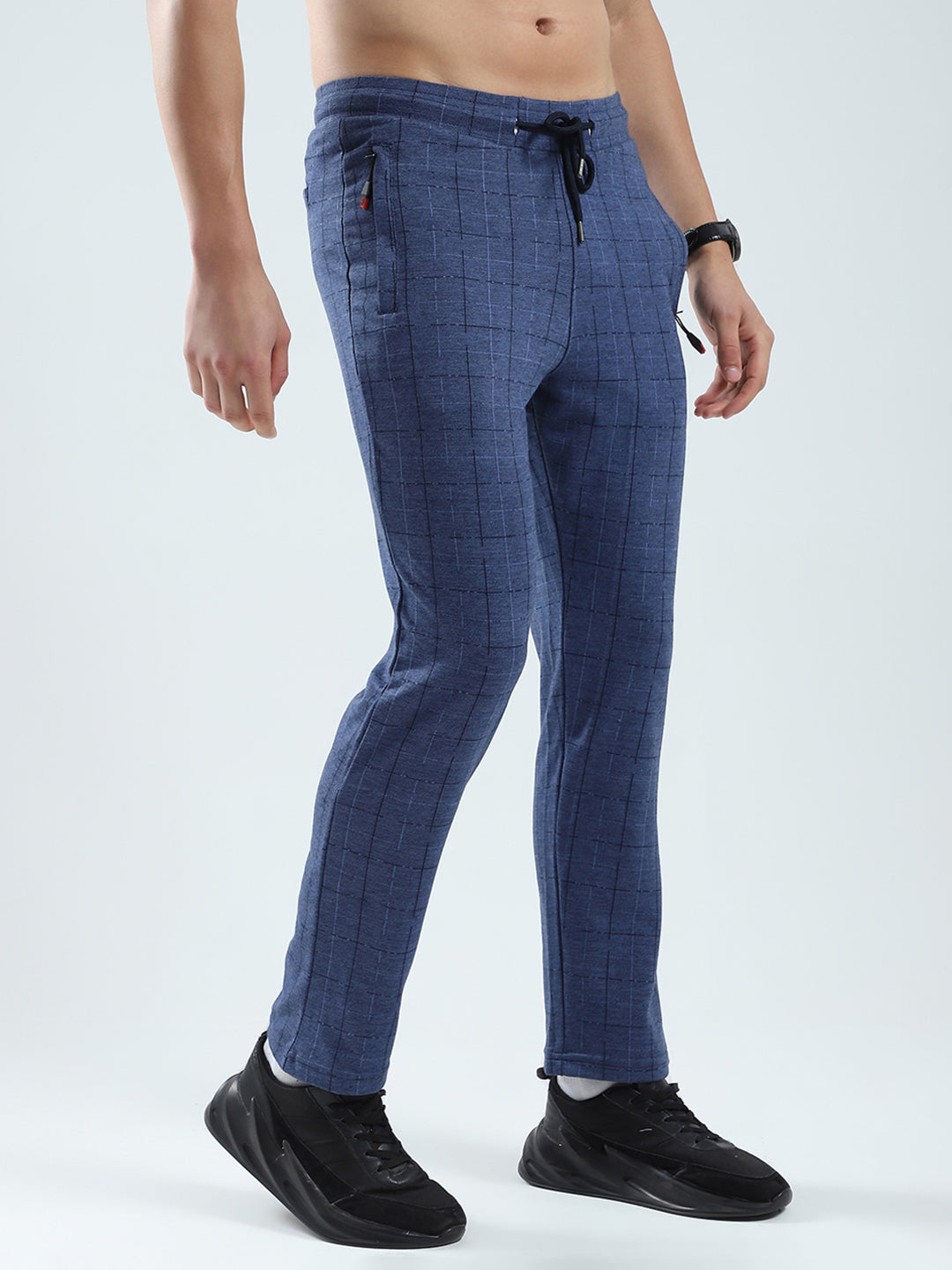 Men Blue Solid Regular Fit Lower