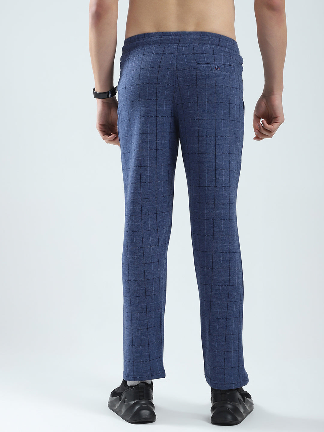 Men Blue Solid Regular Fit Lower