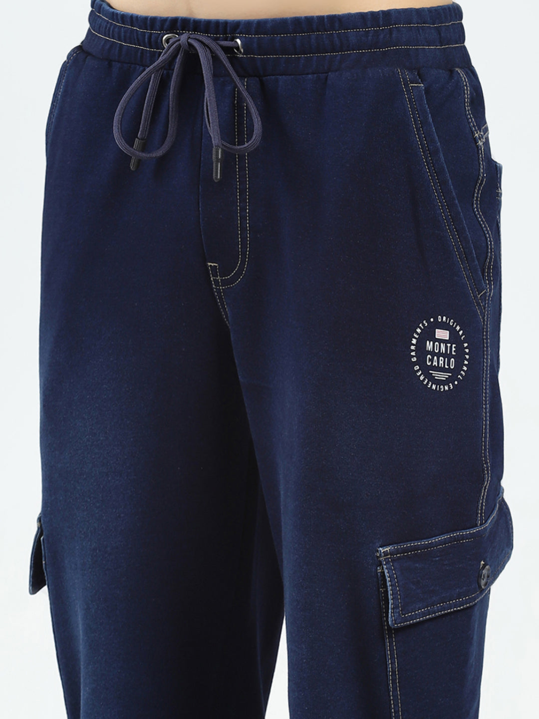 Men Blue Solid Regular Fit Lower