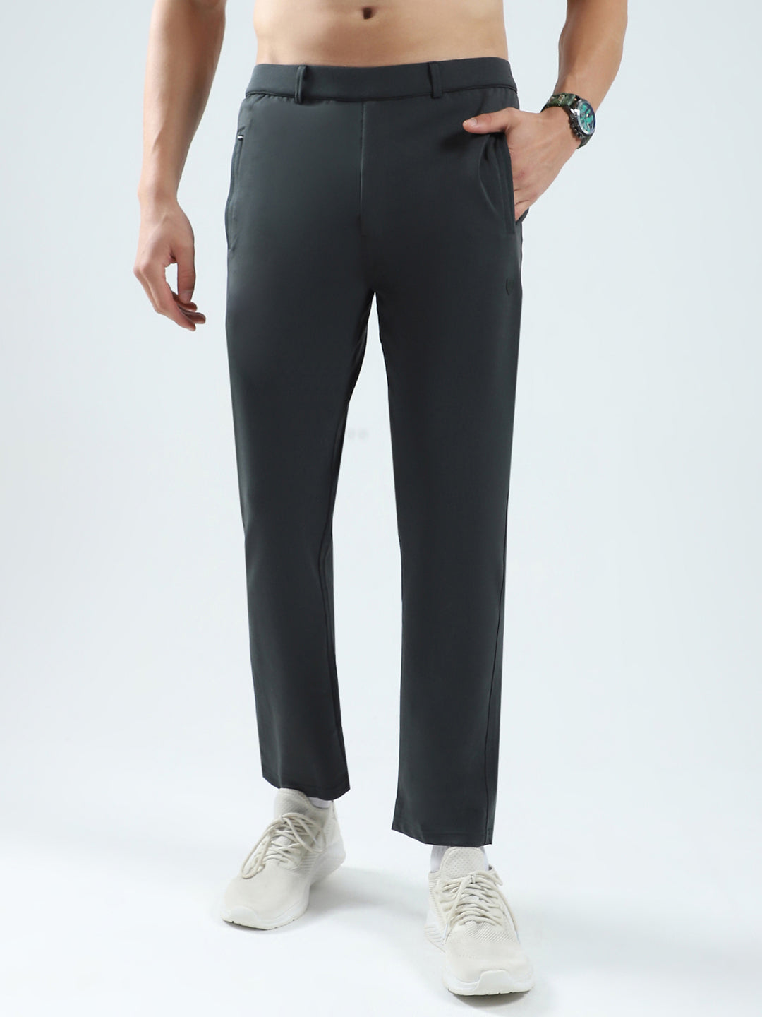 Men Grey Solid Regular Fit Lower