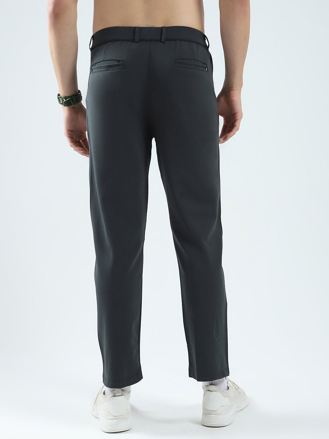 Men Grey Solid Regular Fit Lower