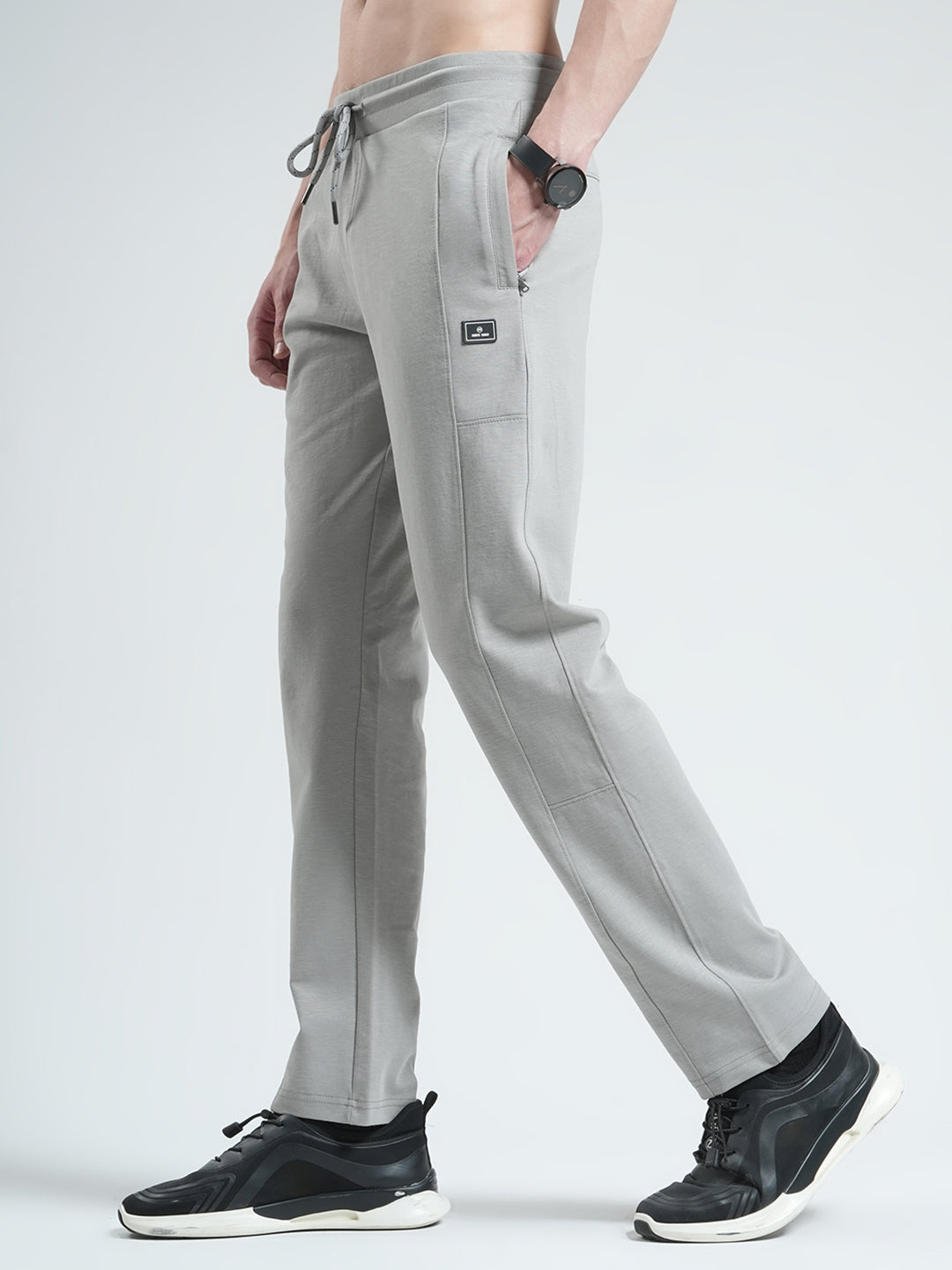 Men Grey Solid Regular Fit Lower