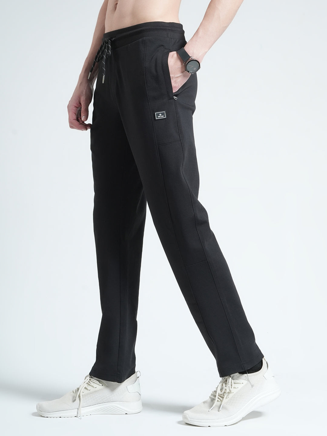 Men Black Solid Regular Fit Lower