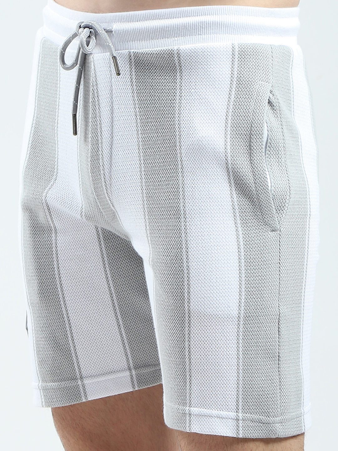 Men Grey Self Design Collar Half Sleeve Bermuda Set