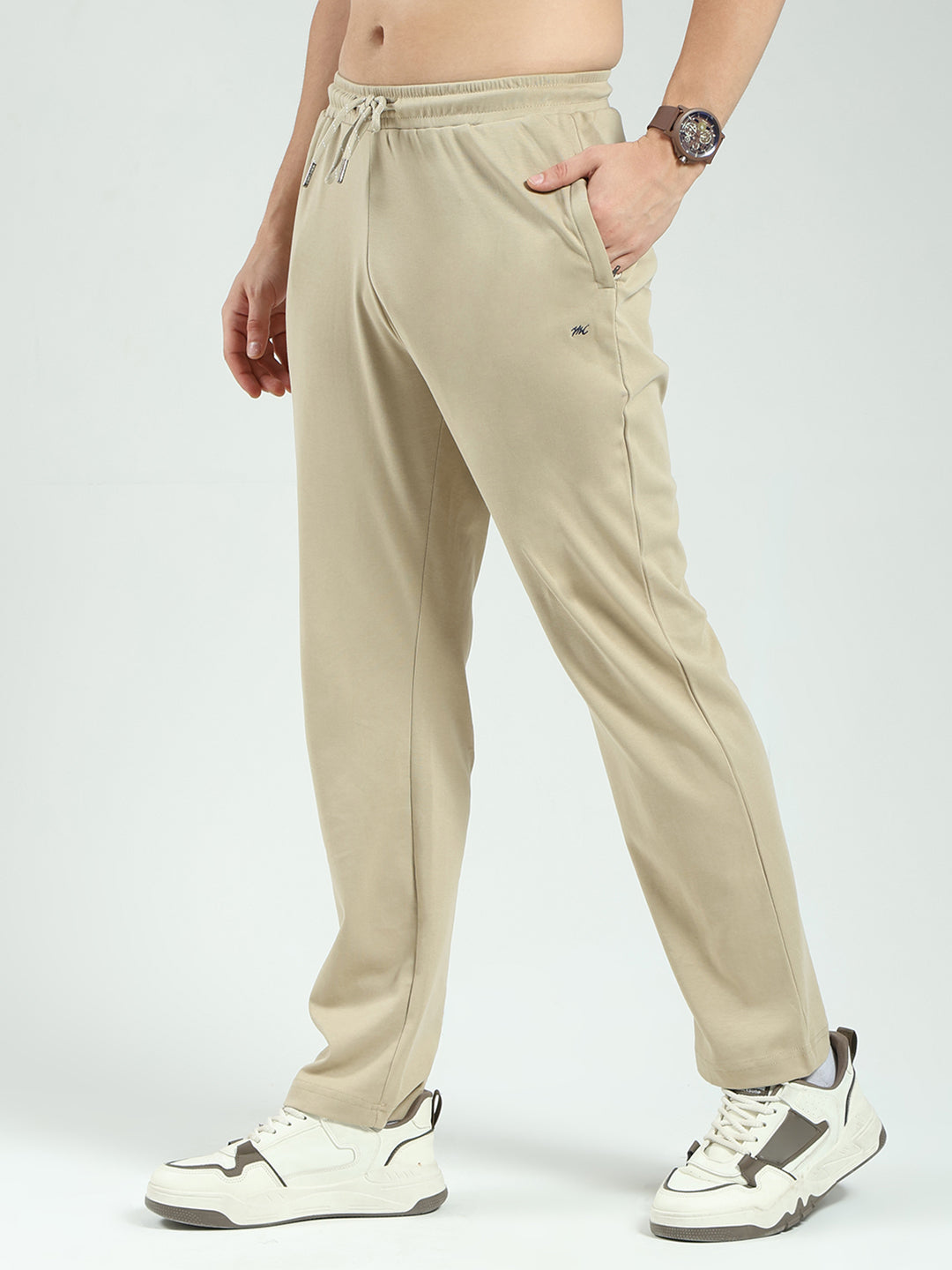 Men Brown Stripe Collar Half Sleeve Lower Set