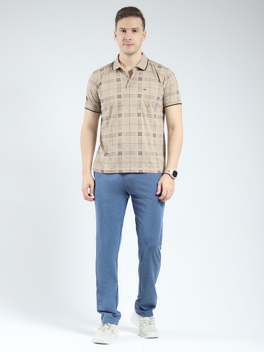 Men Brown Printed Collar Half Sleeve Lower Set