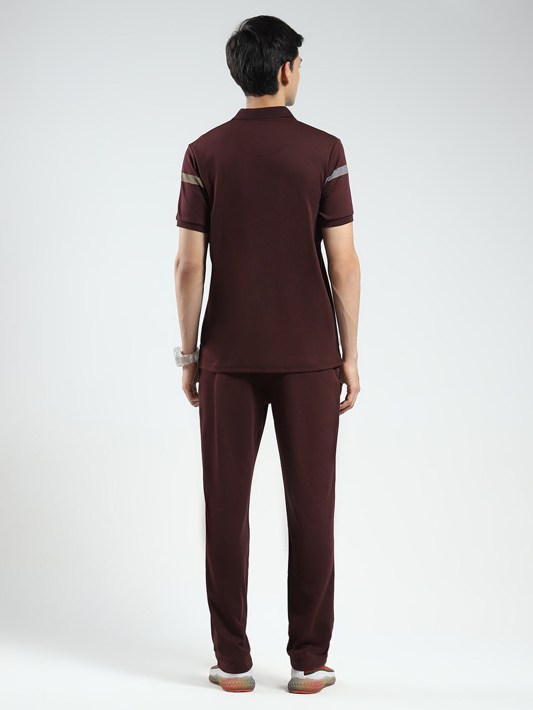 Men Maroon Printed Collar Half Sleeve Lower Set