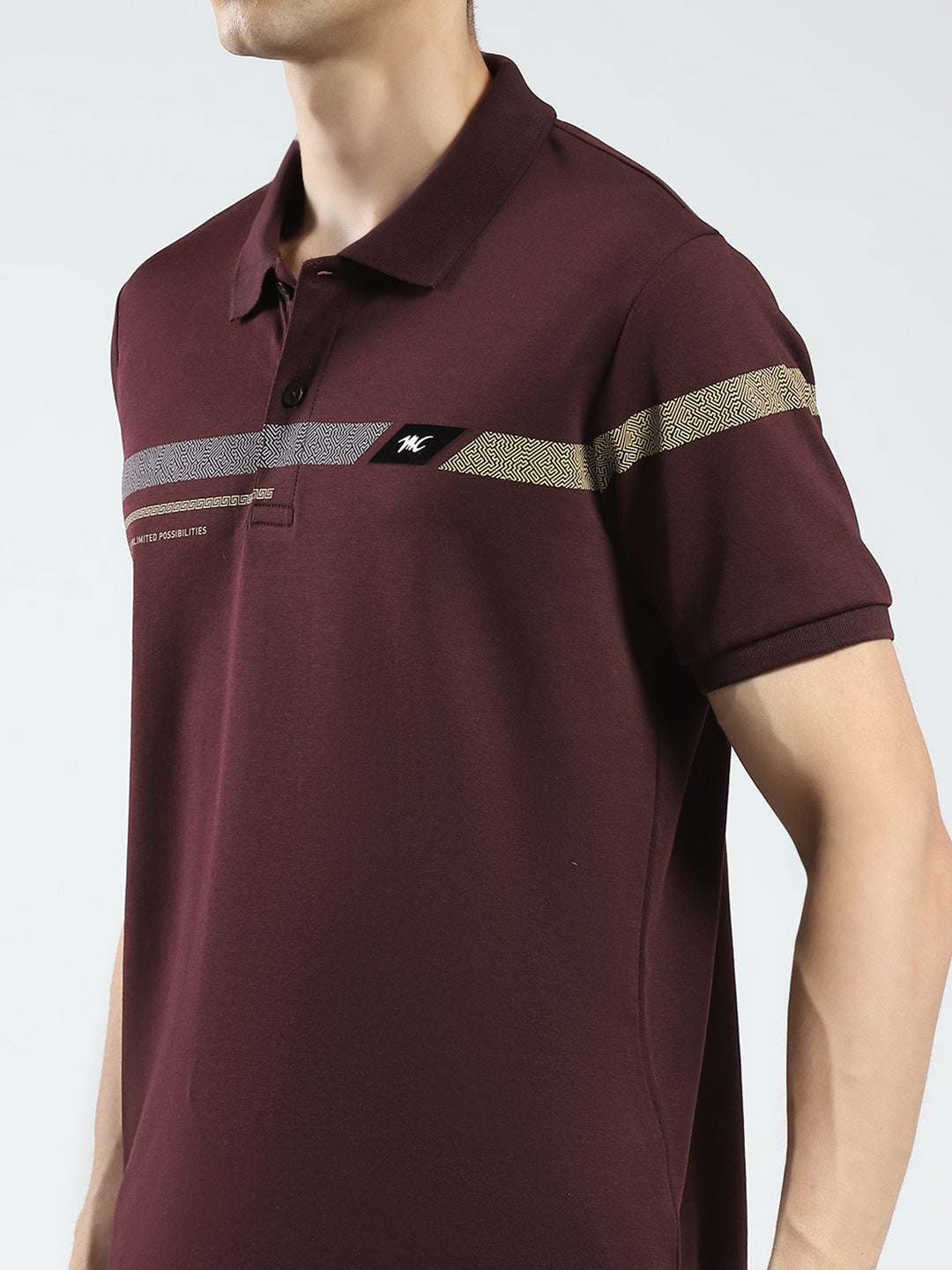 Men Maroon Printed Collar Half Sleeve Lower Set