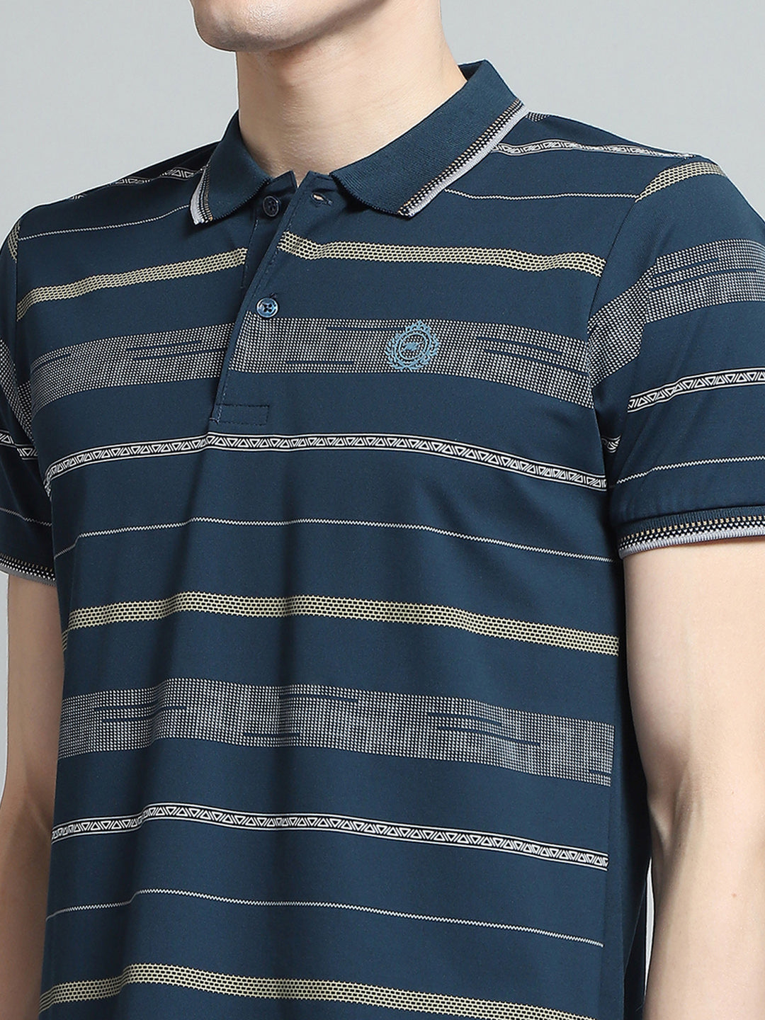 Men Blue Printed Collar Half Sleeve Lower Set