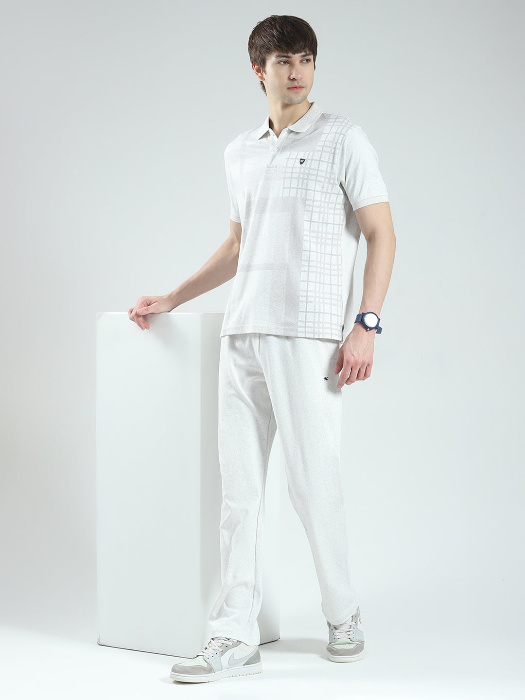 Men White Printed Collar Half Sleeve 3 Pc Combo Set