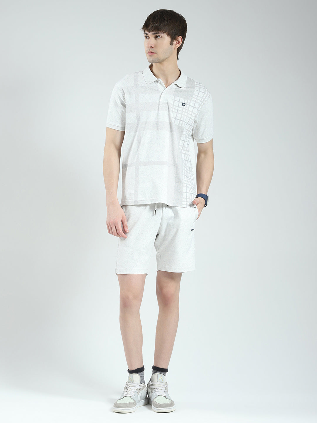 Men White Printed Collar Half Sleeve 3 Pc Combo Set